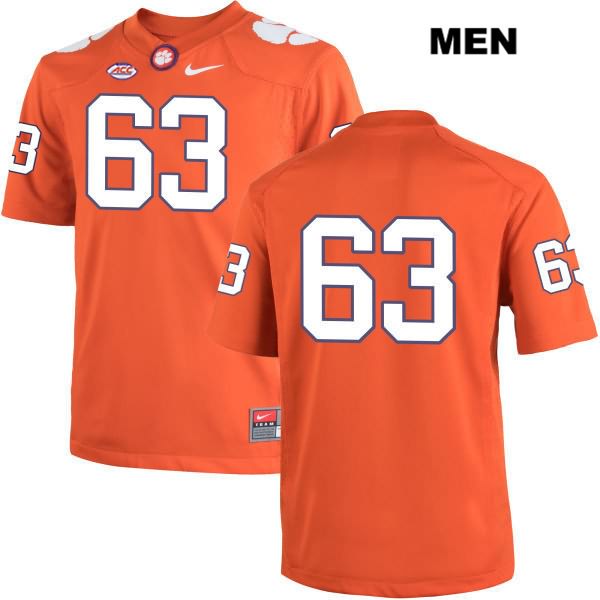 Men's Clemson Tigers #63 Jake Fruhmorgen Stitched Orange Authentic Nike No Name NCAA College Football Jersey KZN6546MD